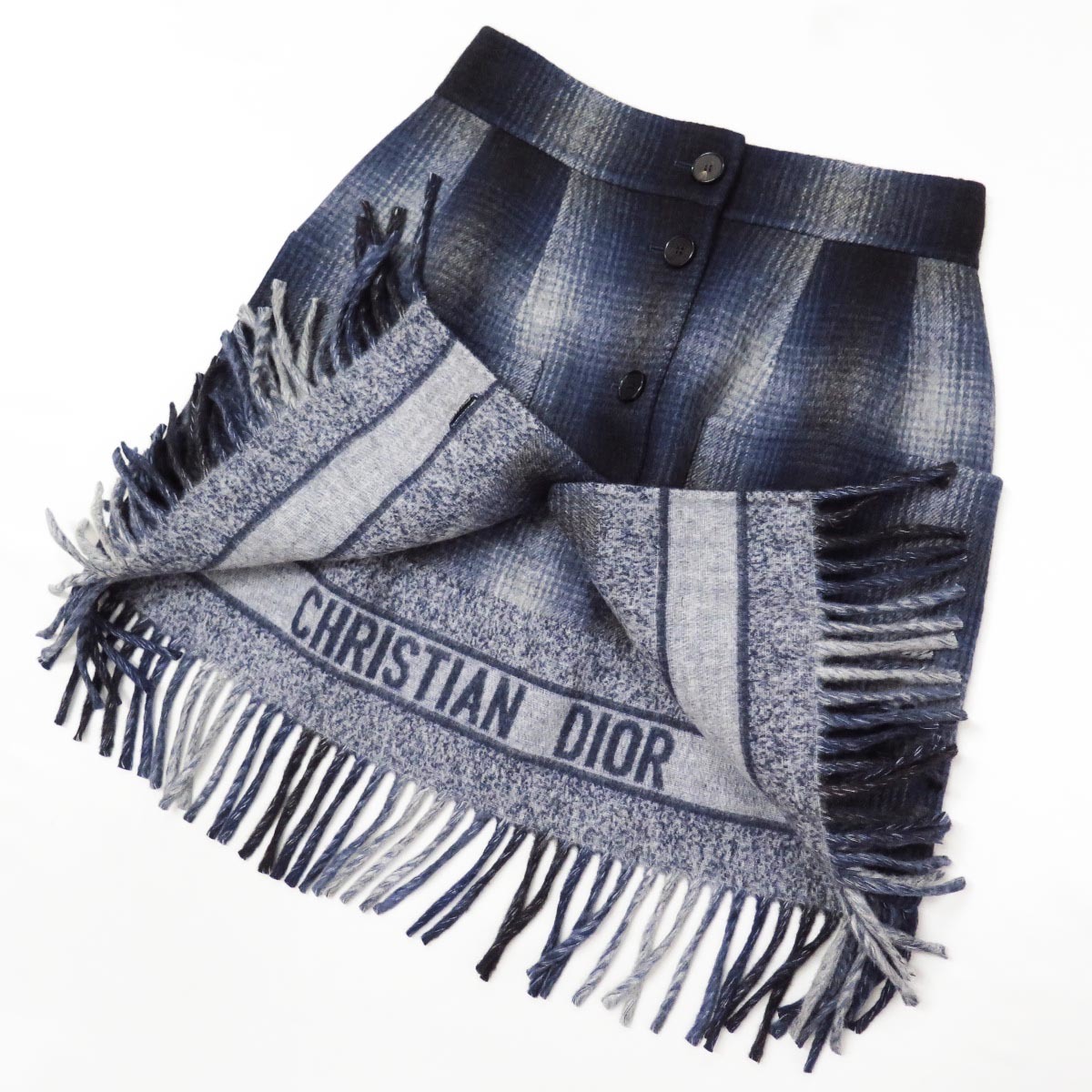 大人気，品質保証 2020 Christian Dior Short Fringed Skirt 38 クリスチャンディオール ショート フリンジ スカート ウール オンブレ チェック ロゴ(タイトスカート（ミニ）)｜売買されたオークション情報、yahooの商品情 女性用