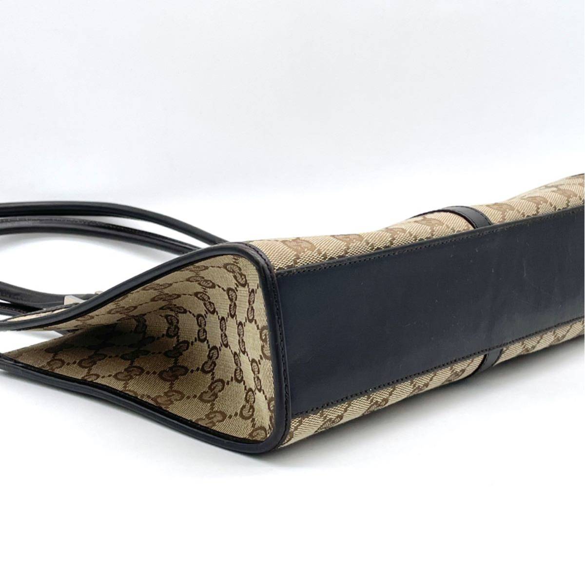 美品 GUCCI グッチ ジャッキー GGキャンバス レザー ブラウン トート 