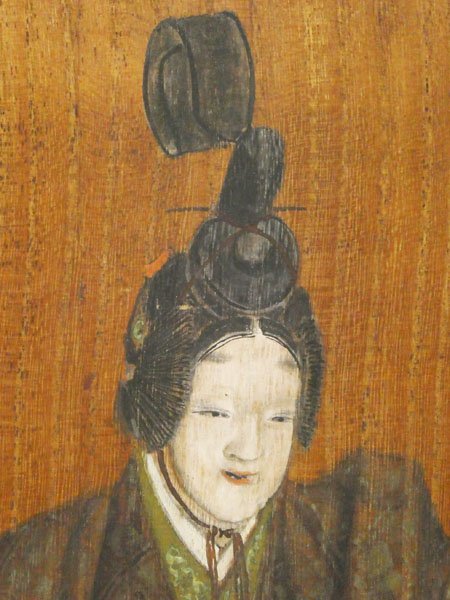 ♯ 肉筆 春畝 作 井筒 能絵 板に日本画 板絵 在銘 落款 額装入り 板画