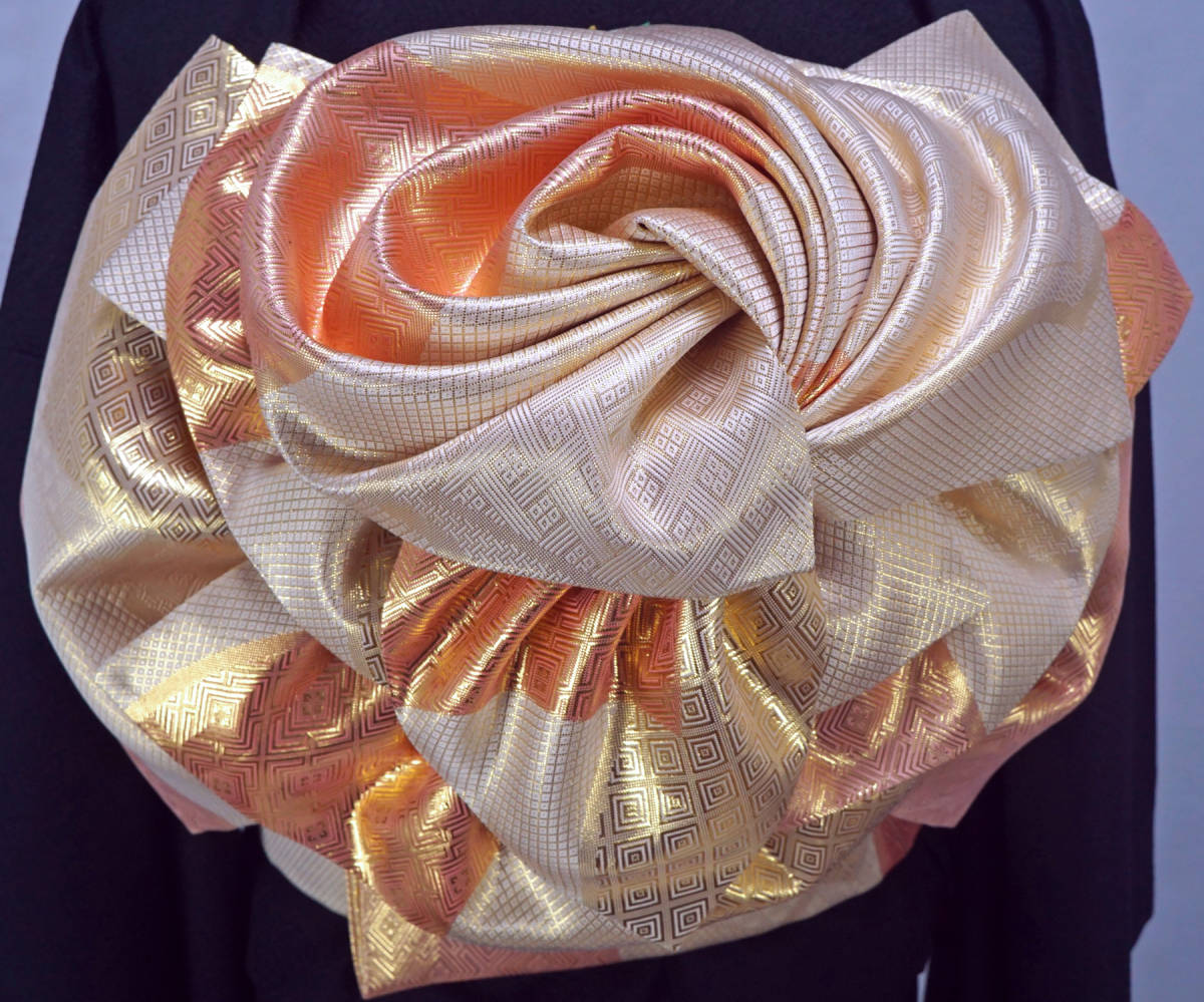 最安値，SALE 簡単に着用可能 結び帯 作り帯 正絹 振袖 付下げなどに No.594 成人式 パーティ 七五三 ボリューム感有(つけ帯)｜売買されたオークション情報、yahooの商品情報をアーカイブ公開 - オークファ つけ帯