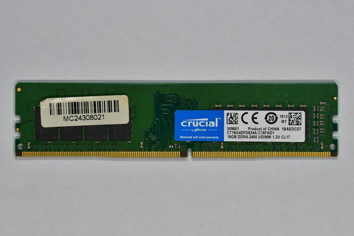動作保証★メモリー PC4-19200 DDR4-2400 16GB crucial エラー無★875