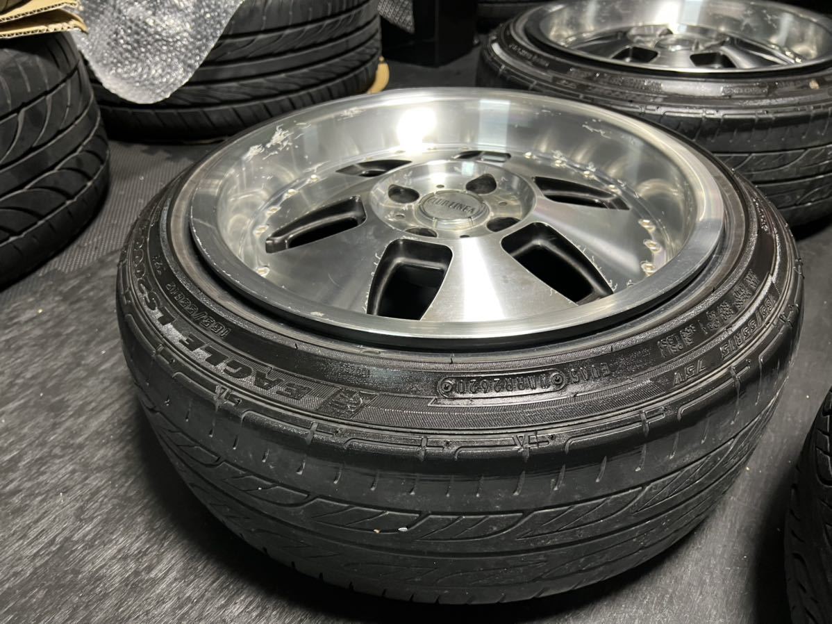 クラブリネア 深リムタイヤホイール 15インチ 7J＋35 PCD100 4穴 ハブ 