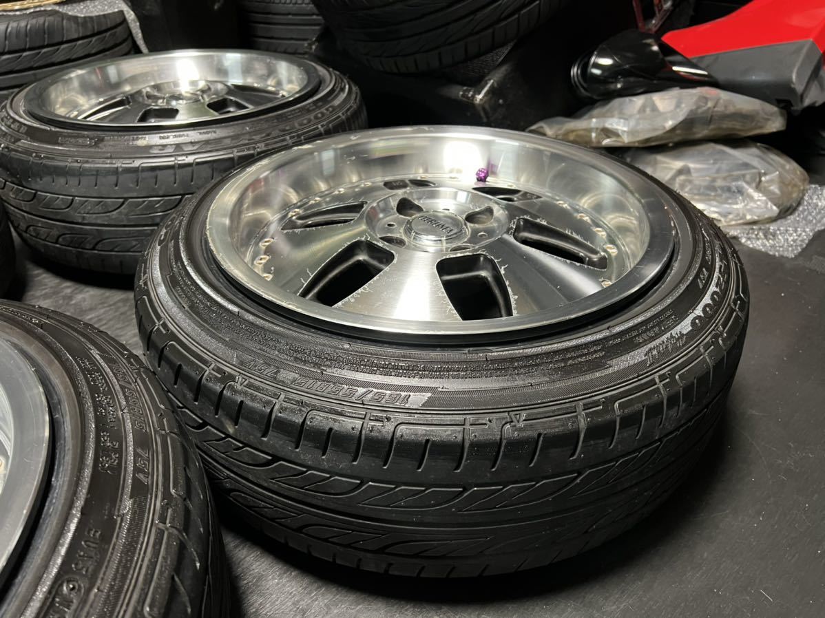 クラブリネア 深リムタイヤホイール 15インチ 7J＋35 PCD100 4穴 ハブ 