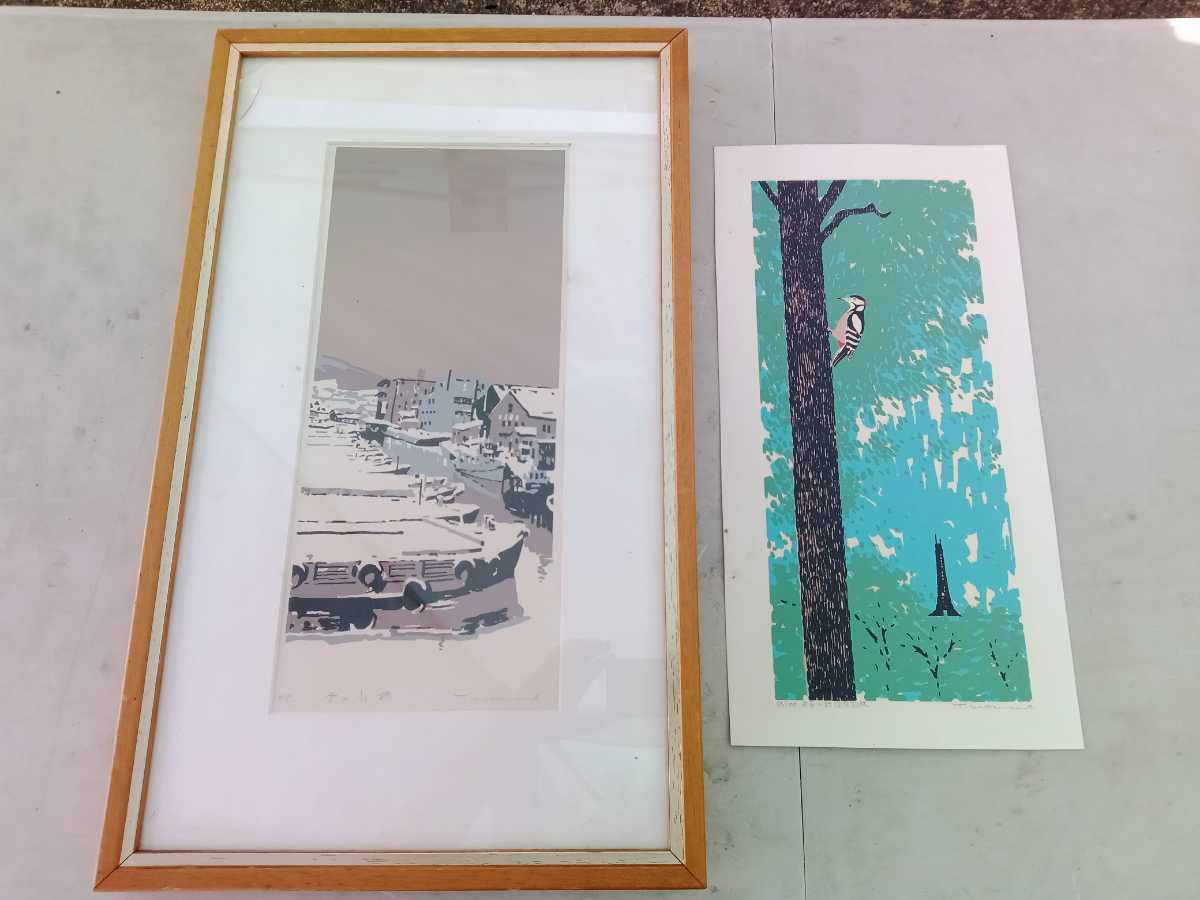 【シルクスクリーン版画】本間 武男★「雪の小樽」★「初夏の野幌原始林」★限定作品★本人直筆サイン★世界中で愛された画家★e'p★9/100