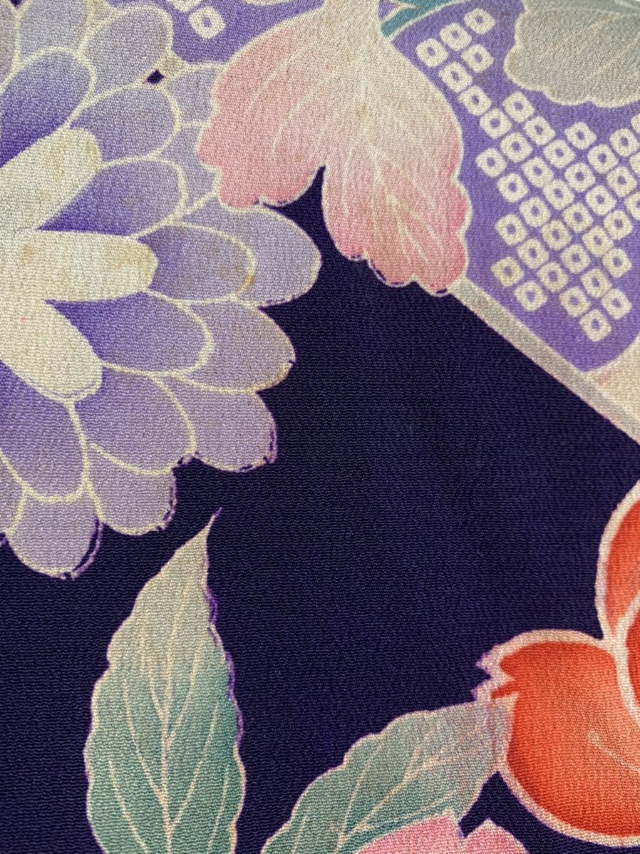 専用　アンティーク　錦紗　子供錦紗　綿入り kimono tento 錦紗縮緬 羽織 着物 アンティーク長羽織 子供着物 百花