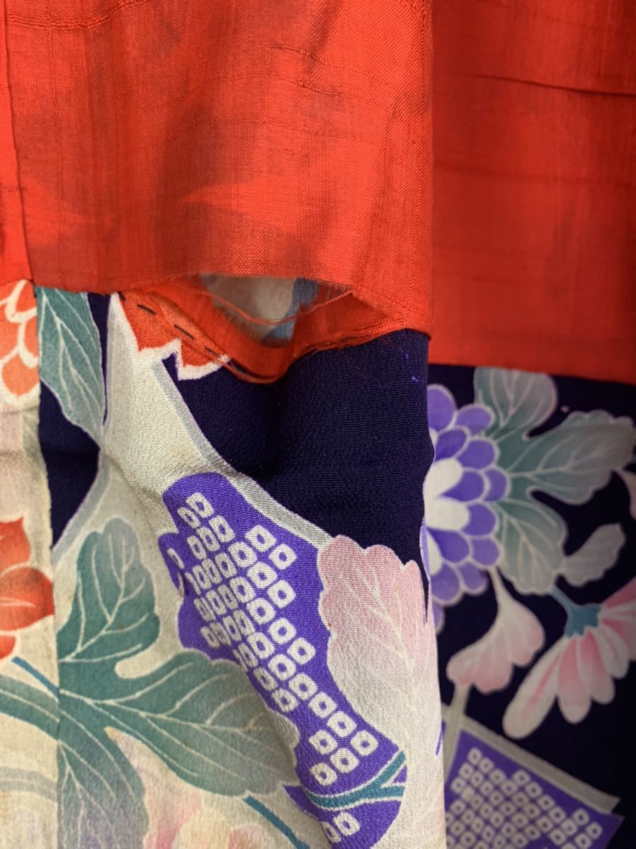 kimono tento 錦紗縮緬 羽織 着物 アンティーク長羽織 子供着物 百花