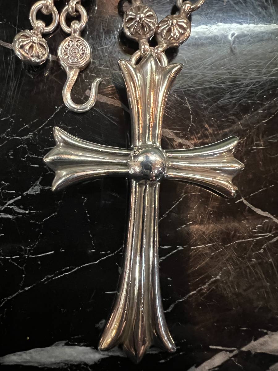 本物正規品旧タイプの修理補填確認書付きクロムハーツラージCHクロスクロスボールペンダント