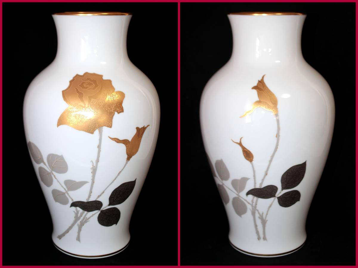 大倉陶園】『金蝕バラ 36cm花瓶』《美品》日本製/高級フラワーベース