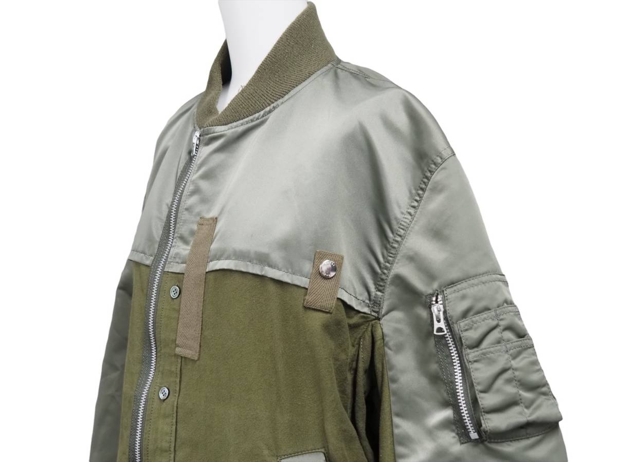 【最終値下げ】Sacai ツイルボンバージャケット　 MA-1 カーキ 最終値下げ】Sacai ツイルボンバージャケット MA-1 カーキ 【公式通販】
