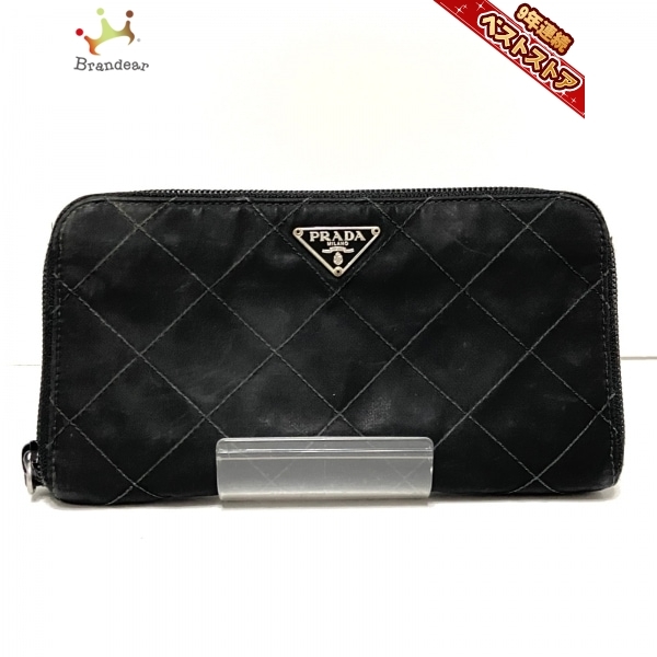 美品✨　プラダ　長財布　ラウンドファスナー　キルティング　テスート　黒 PRADA 長財布 キルティング レザー TESSUTO 0 プラダ PRADA 長財布