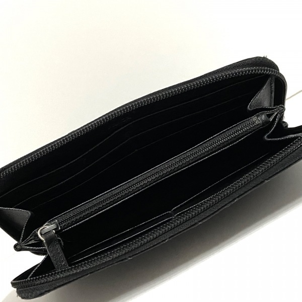 プラダ PRADA 長財布 - ナイロン 黒 キルティング/ラウンドファスナー