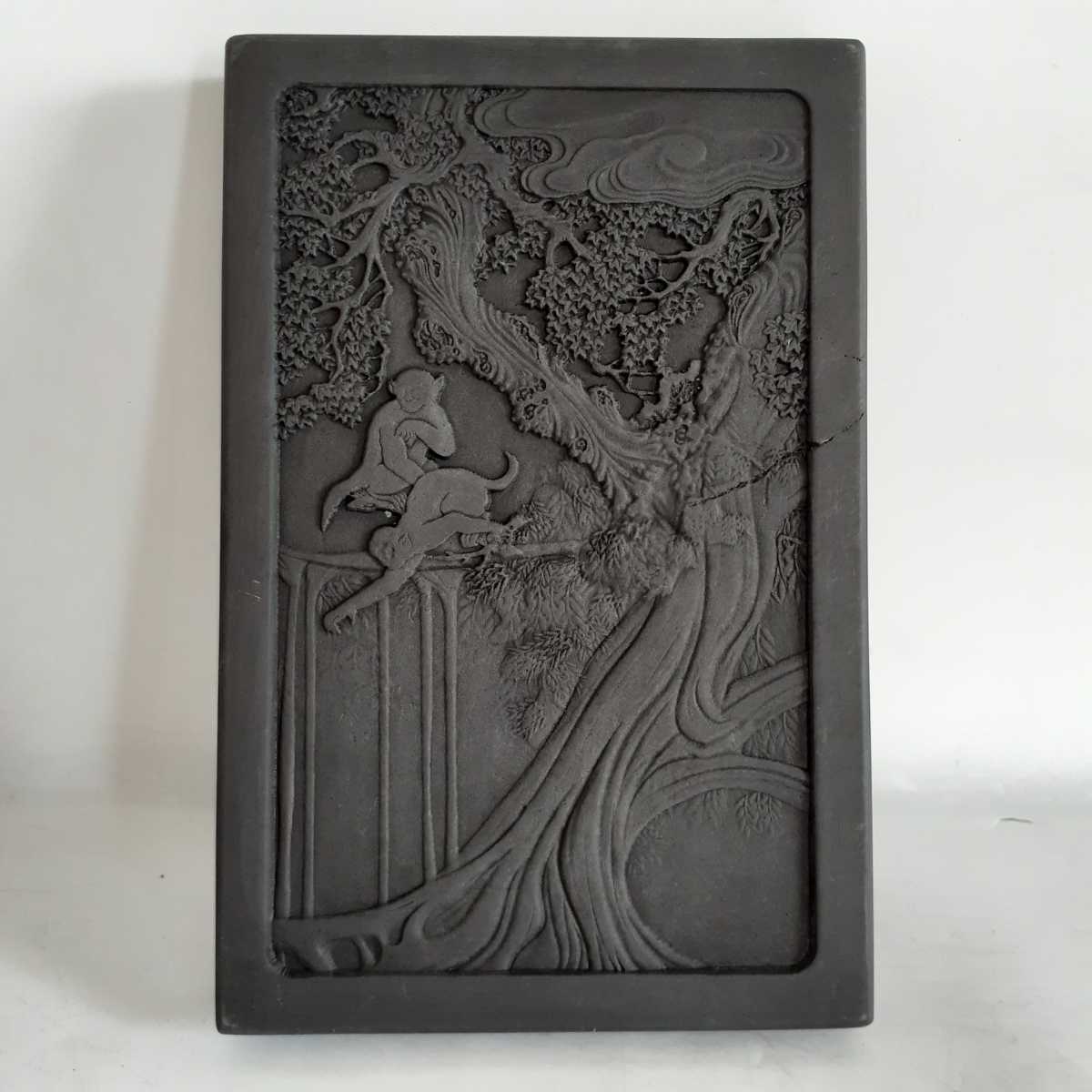 象嵌入り唐木の硯箱 工芸品 