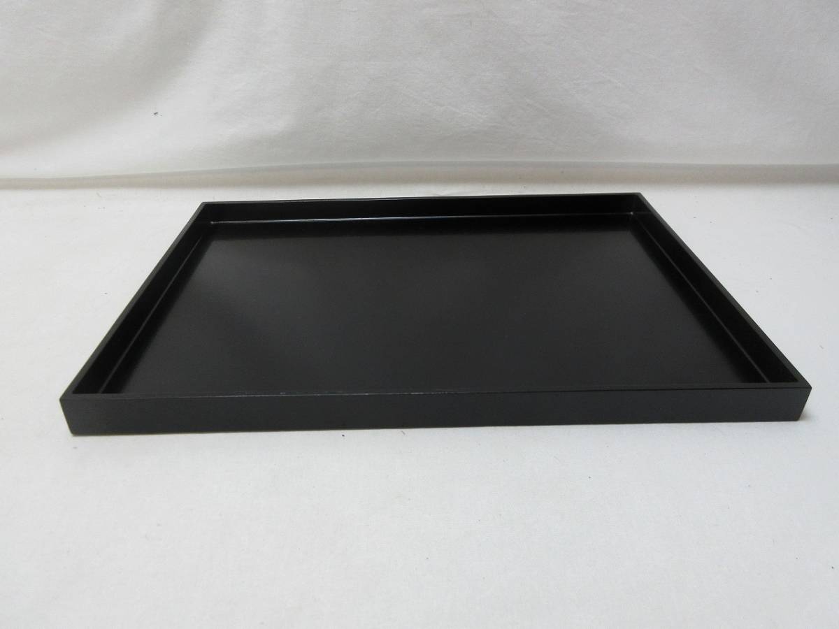 404787 【 美品 懐石道具 木製漆器 長方膳 5客揃 黒塗 箱無 】 検