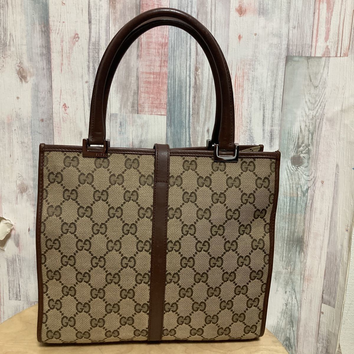 GUCCI グッチ ハンドバッグ ジャッキー金具 キャンバス×レザー 