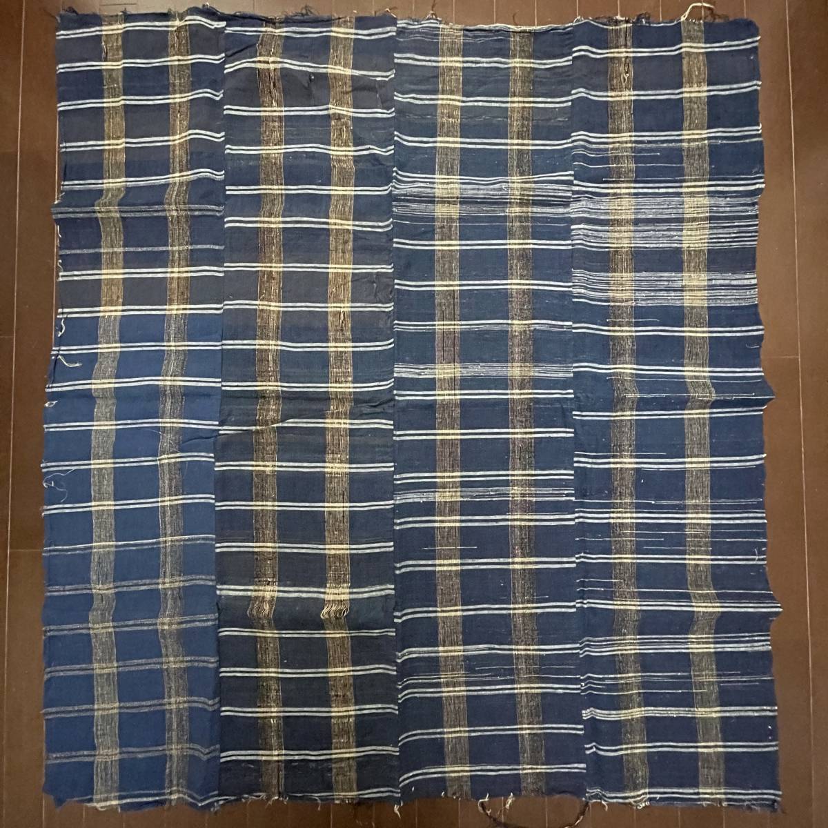 丹波布 木綿古裂 133×144cm 4巾 / 藍染木綿 民藝 襤褸 継ぎ接ぎ 表具裂