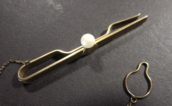 RyuichiSILVER / K18刻印ありパール ネクタイピン＆カフス K18 18金 タイピン ネクタイピン 真珠 刻印 18K 重さ6.9g 金製品