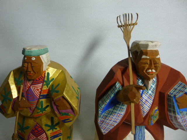一刀彫 奈良人形師 染川宗進 高砂 共箱(東洋彫刻)｜売買された