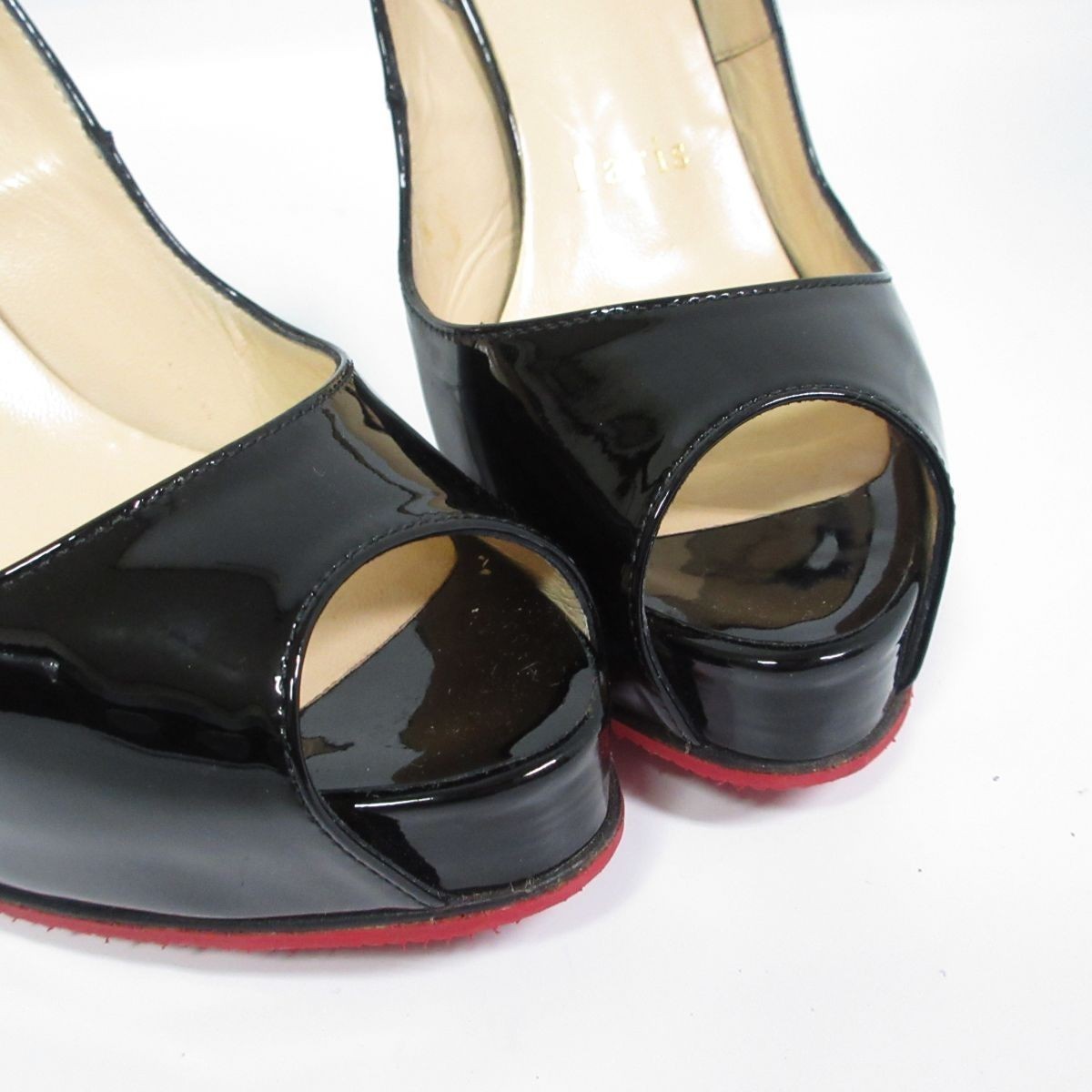 美品 Christian Louboutin クリスチャンルブタン エナメル オープン  