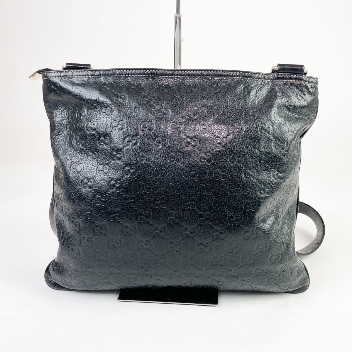 ●極美品●GUCCI●メンズ●サコッシュ●ショルダー バッグ●グッチ シマ●レザー 本革●斜め●ブラック 黒●かばん 鞄 カバン●スプリーム GUCCI グッチ 美品 GGキャンバス 1円美品グッチ マイクロGG