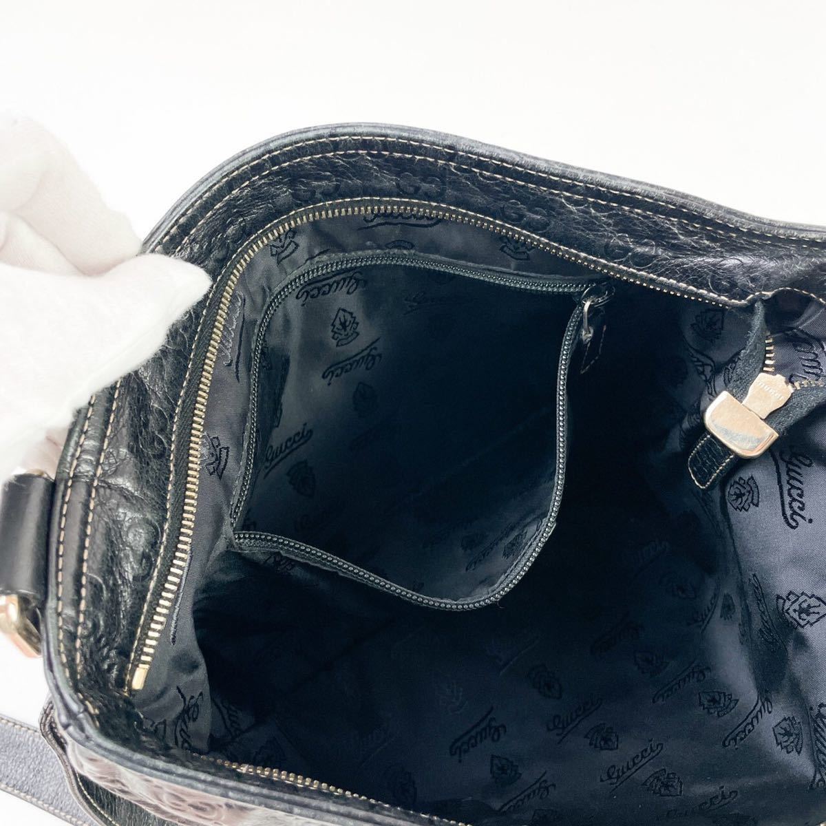 ●極美品●GUCCI●メンズ●サコッシュ●ショルダー バッグ●グッチ シマ●レザー 本革●斜め●ブラック 黒●かばん 鞄 カバン●スプリーム GUCCI グッチ 美品 GGキャンバス 1円美品グッチ マイクロGG