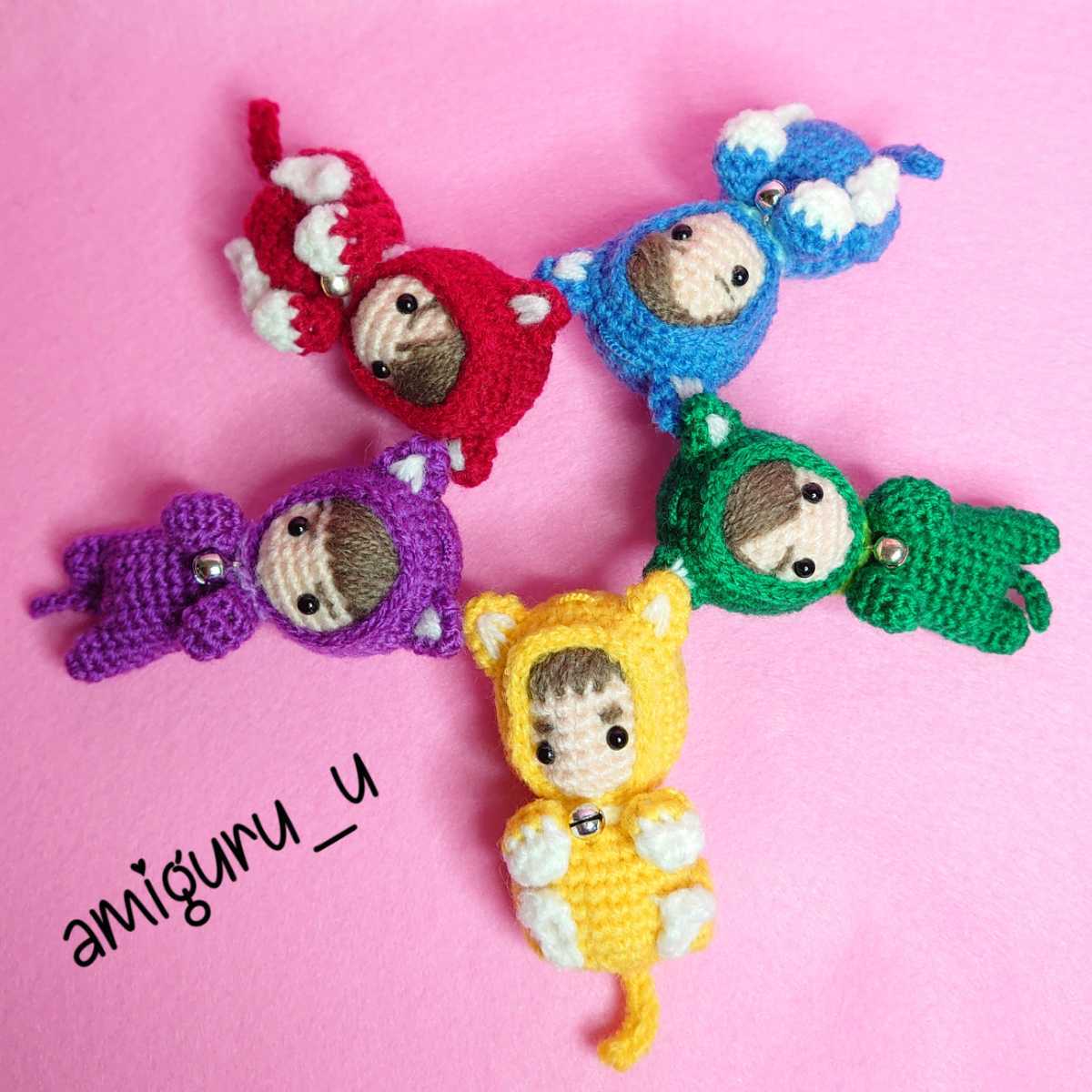 嵐風 ぶらさがりにゃんこキグルミ5点セット マスコット あみぐるみ