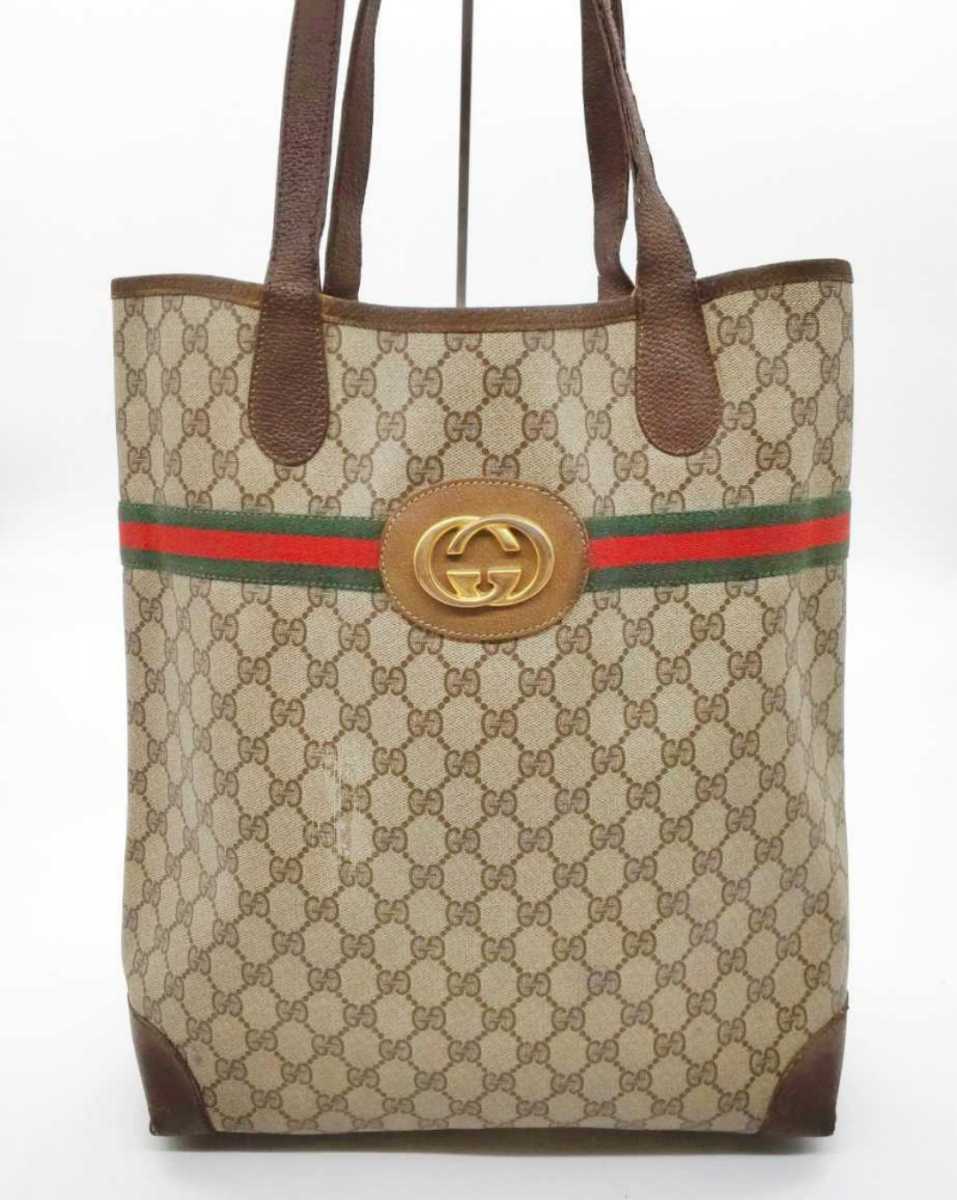 GUCCI グッチ オールド GG柄 シェリーライン トートバッグ PVC レザー