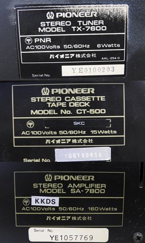 買付 ☆ Pioneer パイオニア SA-7800/CT-500/TX-7600 システムコンポ