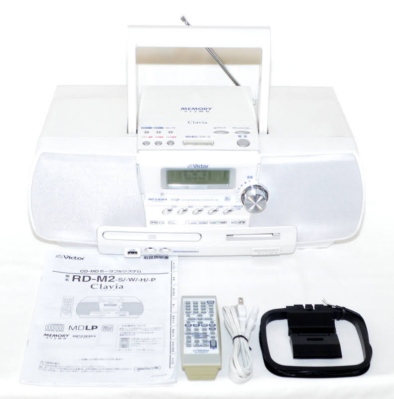 ビクター　CD・MD・メモリーシステム　Victor RD-M2　リモコン付 純正リモコン付属☆】JVC Victor ビクター RD-M2 W ホワイト RM-SRDM2