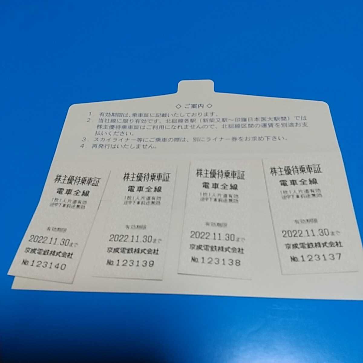 とむ様 京成電鉄 - 株主優待乗車証「乗車券（切符）」1枚 令和5年5月5日にち