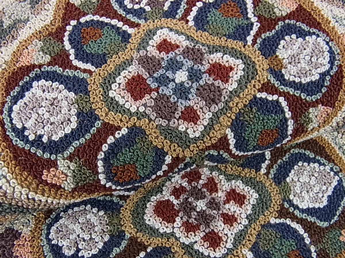 全国無料 花美人着物■最高級 中国三大刺繍 総相良刺繍 百万粒 総詰め 六通柄袋帯 格天井花丸文 金糸 逸品 ps1922