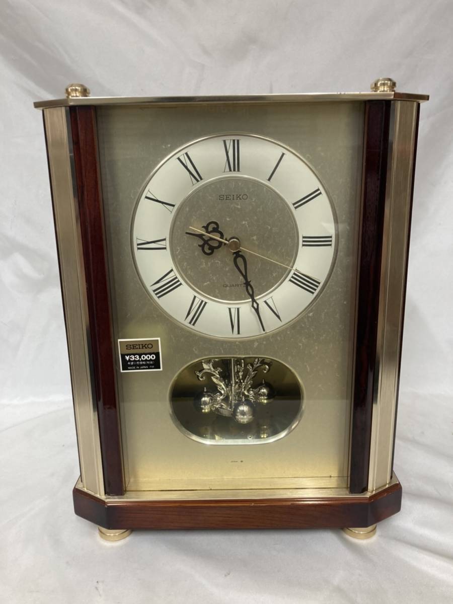 元箱付 SEIKO セイコー 置時計 QW416G ネイビー 薔薇 高級 豪華