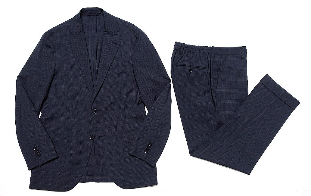 品質保証，2025 超 LARDINI ラルディーニ easy wear パッカブル トラベル チェック スーツ セットアップ ウール ブラック&times;ダークネイビー メンズ 46(スーツ)｜売買されたオークション情報、yahooの商品情報を 男性用