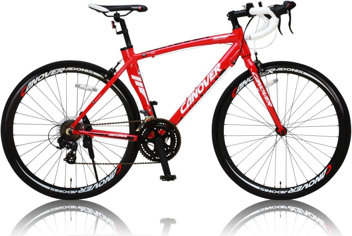 送料無料 カノーバー(CANOVER) ロードバイク 自転車 14段変速 アルミフレーム CAR-012 ADONIS レッド 24217