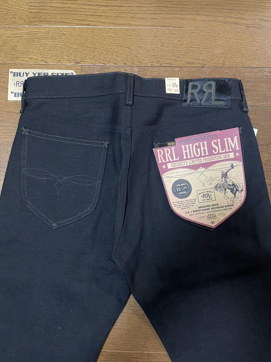 1000円〜新品タグ付 RRL リジットスリム ブラックデニム limited