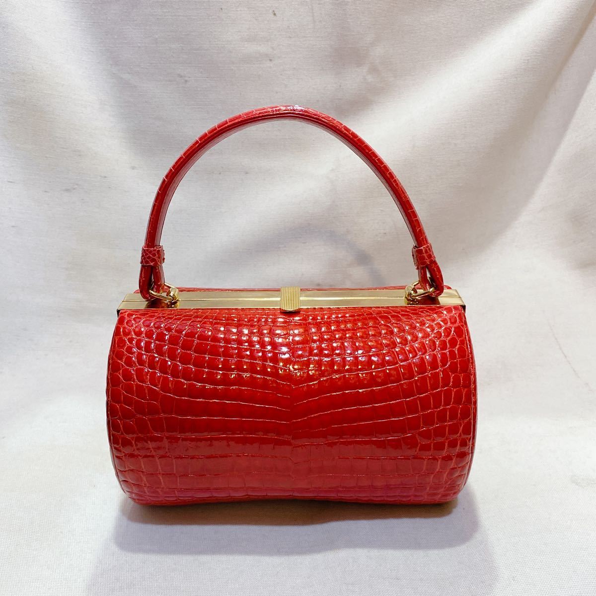 美品】HAMANO 濱野皮革工藝 グレース リージョ 赤 レザー ハンドバッグ 