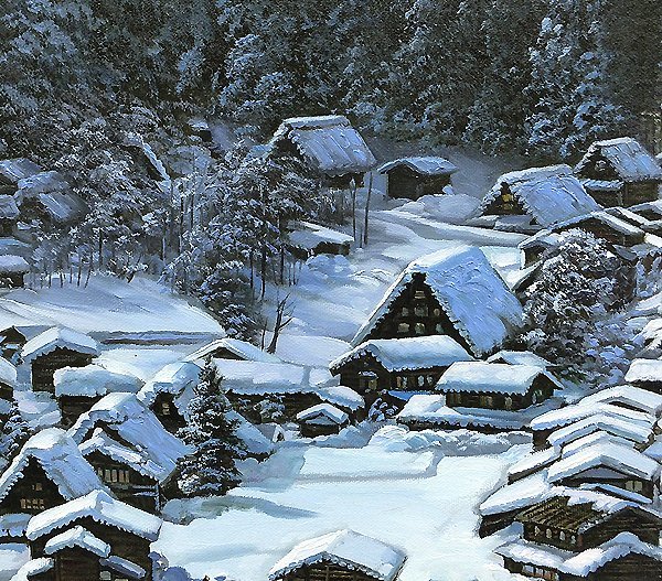 【GLC】柳甲心「世界遺産 白川郷 荻町」油彩15号 国際的活動画家 ◆人見友紀画伯彷彿の逸品!_3