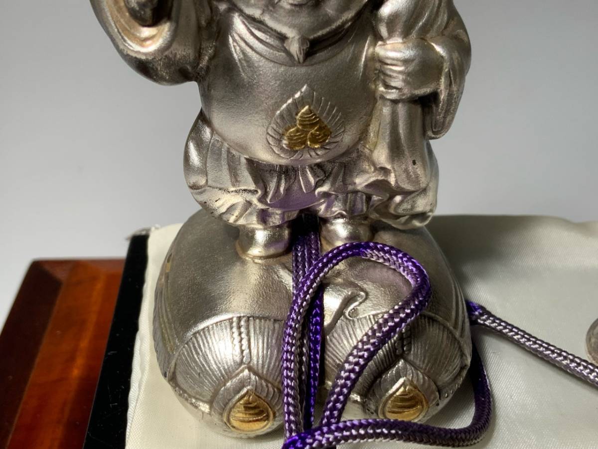 純銀製・銀製 恵比寿 大黒天 置物 銀細工 縁起物 工芸品 金属工芸(置物 