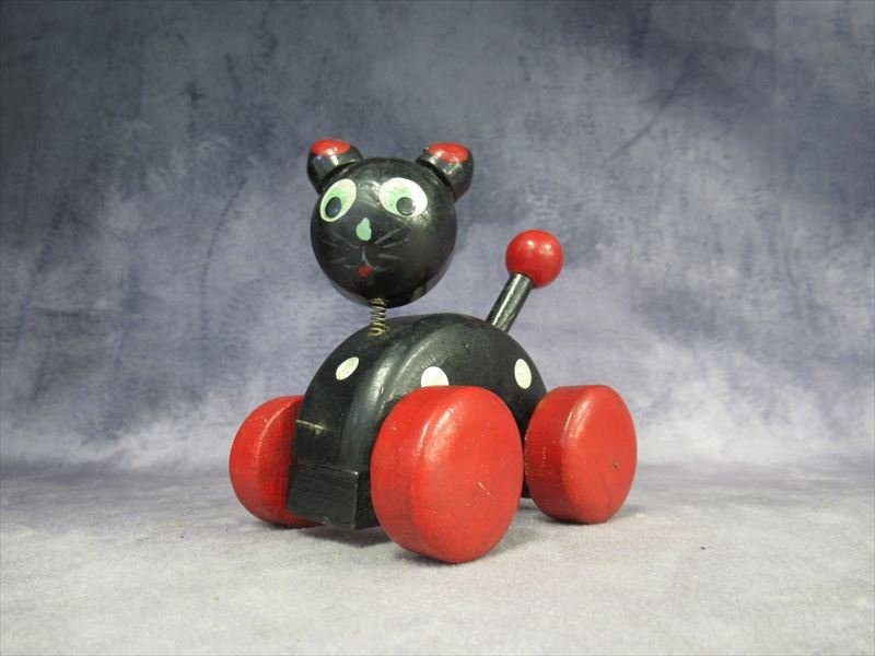 当時物 木製玩具 戦前 戦後 黒猫 オブジェ 昭和レトロ アールデコ ネコ