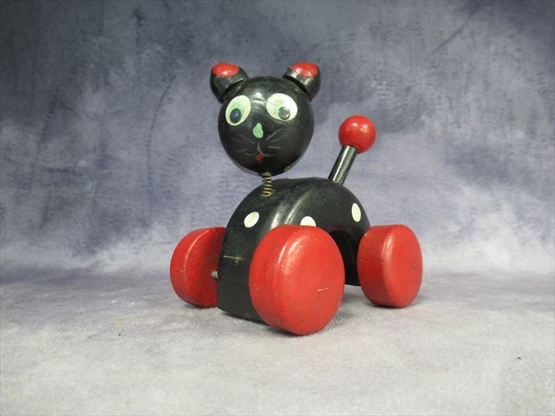 当時物 木製玩具 戦前 戦後 黒猫 オブジェ 昭和レトロ アールデコ ネコ