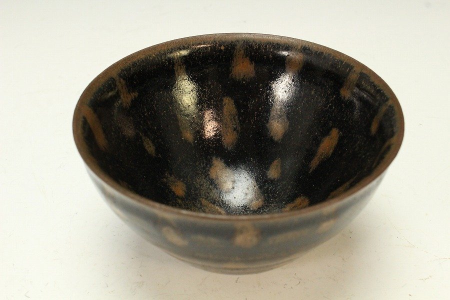 金閣】中国美術 唐物 斑鐡釉紋 天目茶碗 天目台 旧家蔵出(RC438)