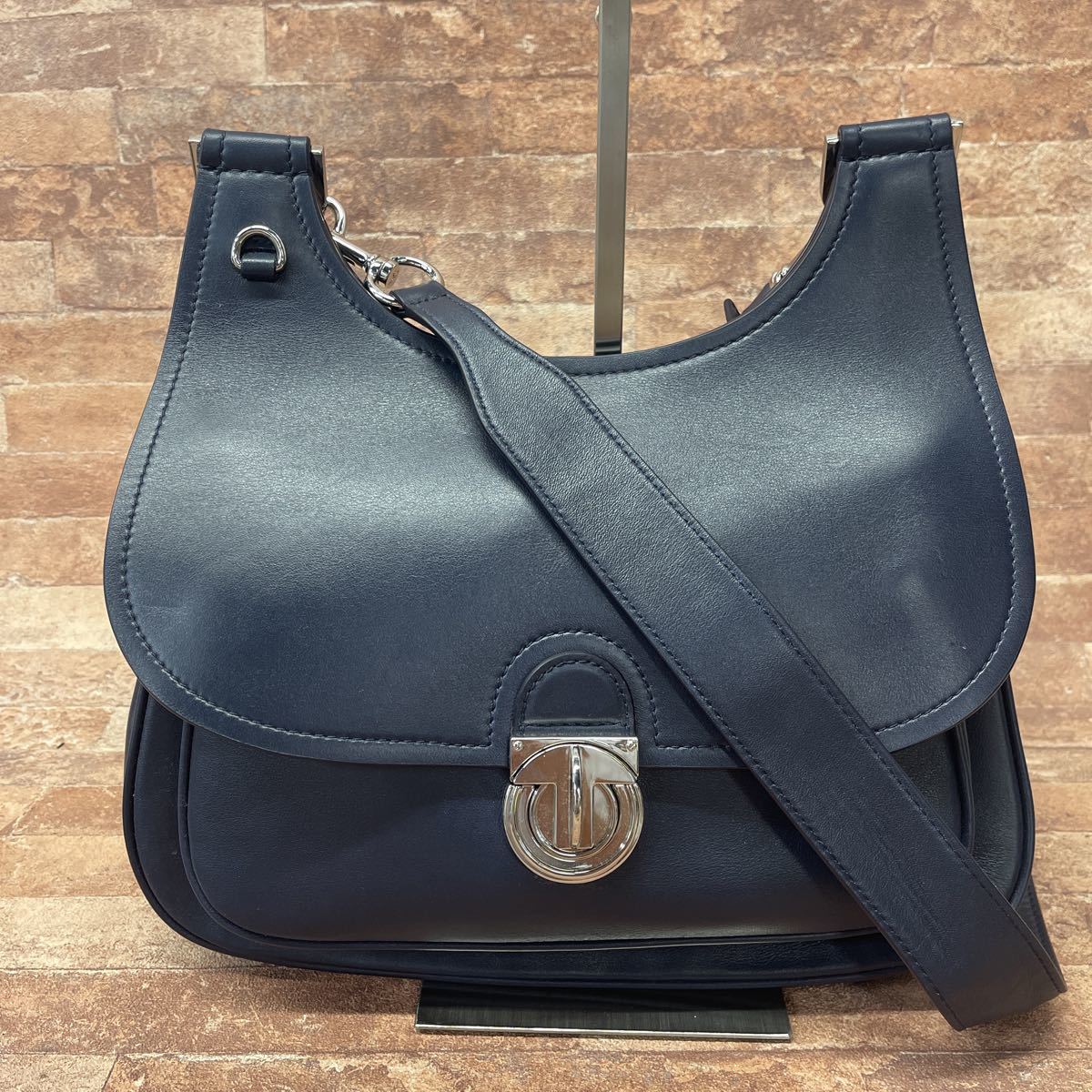 TORY BURCH トリーバーチ レザー ショルダーバッグ ネイビー(かばん 