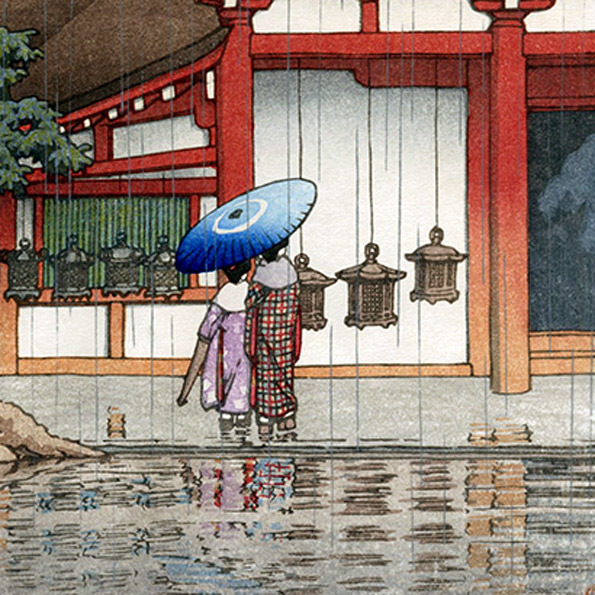本物！　川瀬巴水　奈良春日大社　昭和八年四月作　木版画 川瀬巴水 版画 奈良 春日大社 昭和八年 38.6x26.4cm 原寸サイズ 複製