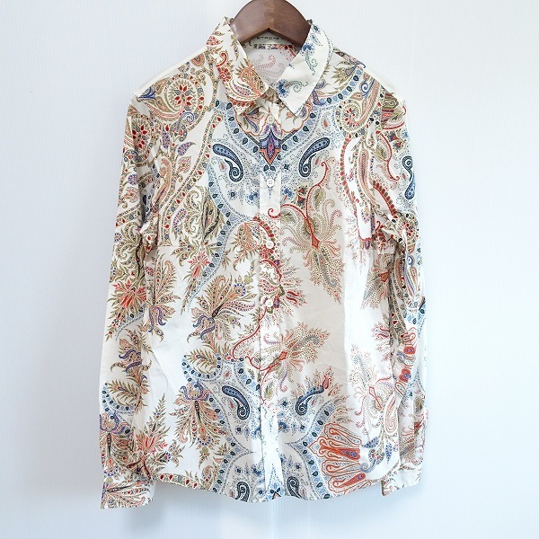 豊富な，限定セール #anc エトロ ETRO シャツ ブラウス 42 白 茶 青 ペイズリー柄 イタリア製 大きいサイズ レディース 660436(長袖シャツ)｜売買されたオークション情報、yahooの商品情報をアーカイブ公開 - オークフ 女性用