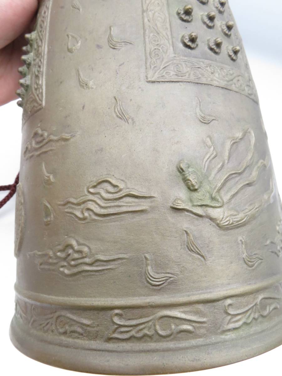 吊鐘 銅鐸 銅鐘 釣鐘 時代物 K1082 仏教美術 古美術 古銅製 鐸鈴 -