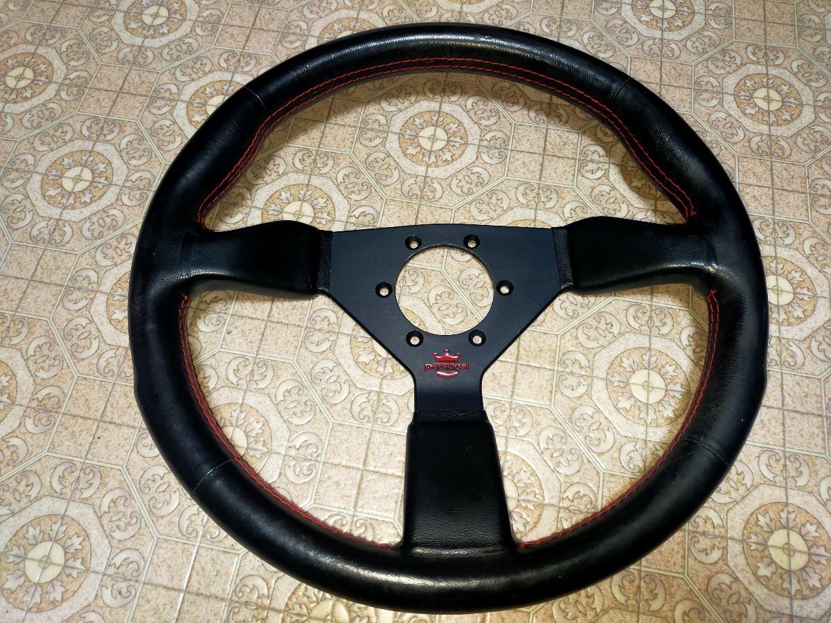 【当時物・美品】PERSONAL ステアリング フラットタイプ シルバー 35φ 当時物・美品】PERSONAL ステアリング フラットタイプ シルバー 35φ