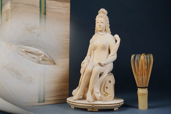 A-285□木彫細密彫 弁財天 春画 座台付き 仏教美術(仏像)｜売買された