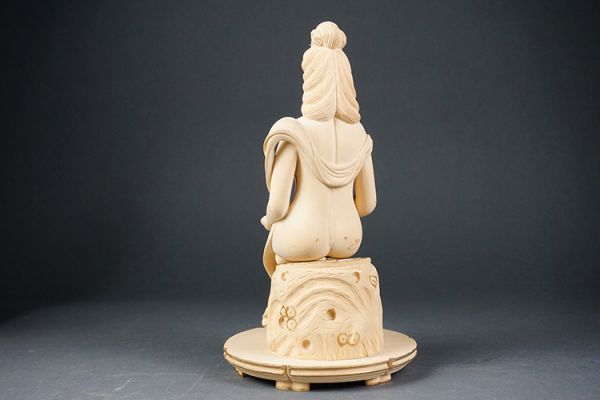 A-285□木彫細密彫 弁財天 春画 座台付き 仏教美術(仏像)｜売買された