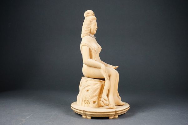 A-285□木彫細密彫 弁財天 春画 座台付き 仏教美術(仏像)｜売買された