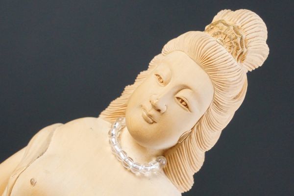 A-285□木彫細密彫 弁財天 春画 座台付き 仏教美術(仏像)｜売買された