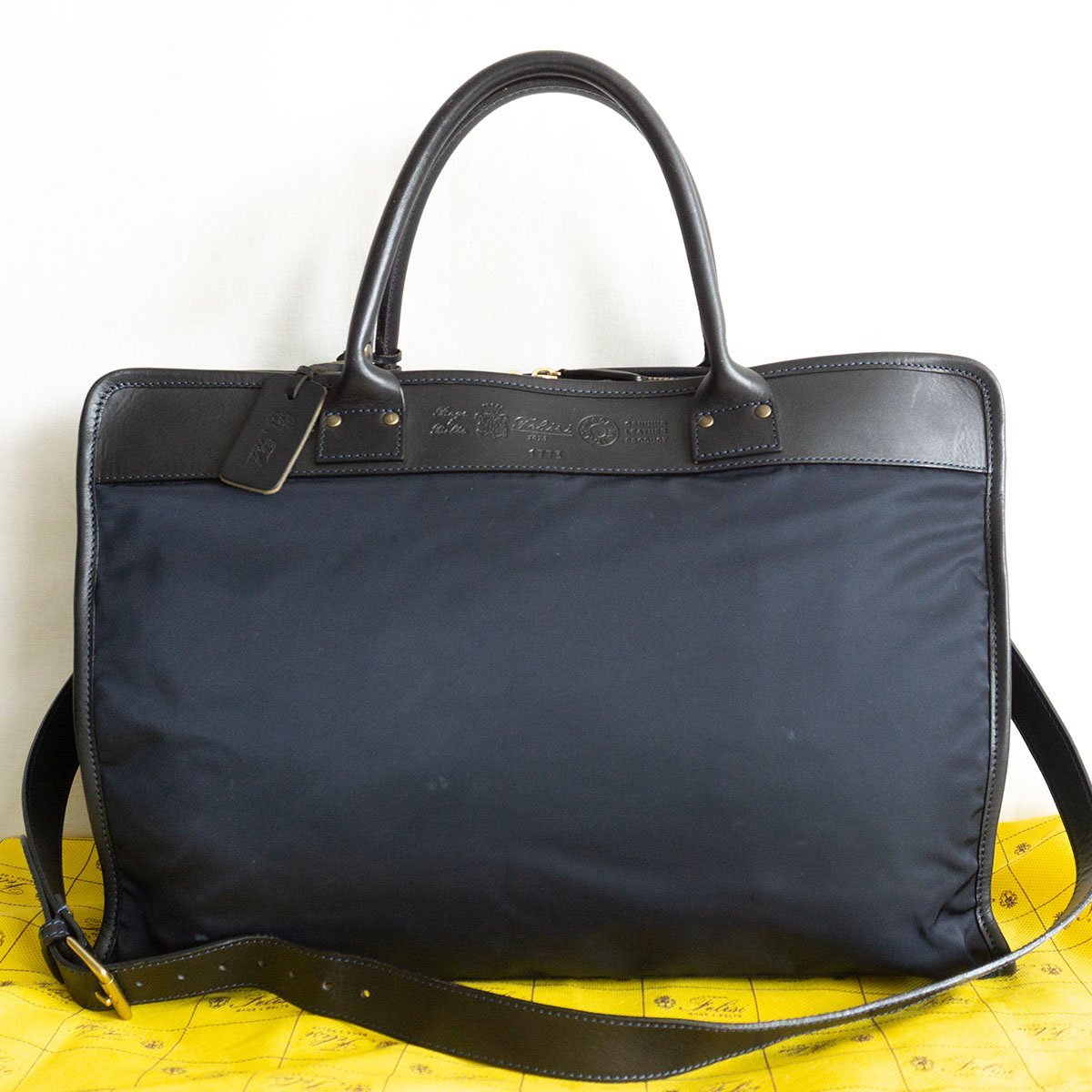 フェリージ ビジネスバッグ 1758/DS ネイビー×ライトブラウン 中古